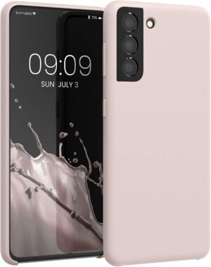 kwmobile — silikónový kryt na Samsung Galaxy S21 s mäkkým povrchom vo farbe coconut swirl