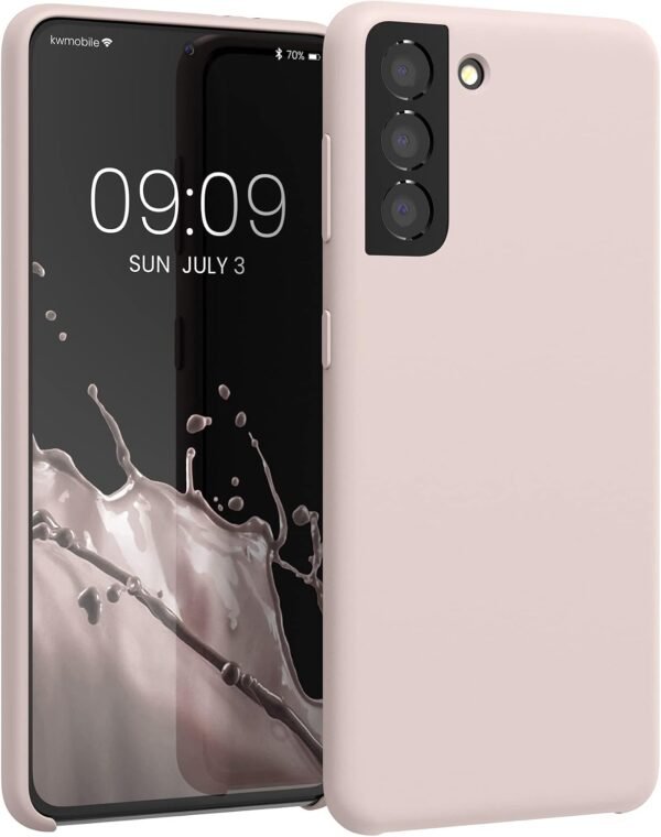 kwmobile — silikónový kryt na Samsung Galaxy S21 s mäkkým povrchom vo farbe coconut swirl