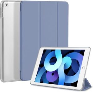 4UBonLife — puzdro na iPad 9,7 (5. a 6. generácia) s matným priesvitným chrbtom levanduľovo sivé