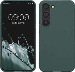 kwmobile — pružný TPU obal na Samsung Galaxy S23 s podporou bezdrôtového nabíjania modrozelený