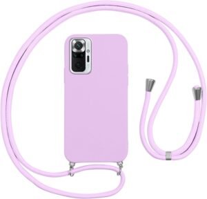 Vauki — silikónový kryt na Xiaomi Redmi Note 10 Pro 4G s nastaviteľnou šnúrkou na krk fialový
