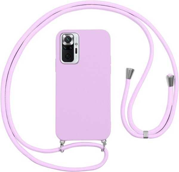 Vauki — silikónový kryt na Xiaomi Redmi Note 10 Pro 4G s nastaviteľnou šnúrkou na krk fialový