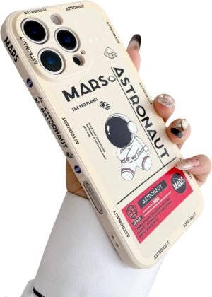 Yonds Queen — mäkký kryt na iPhone 11 Pro s kresleným motívom astronauta a nápisom Mars biely