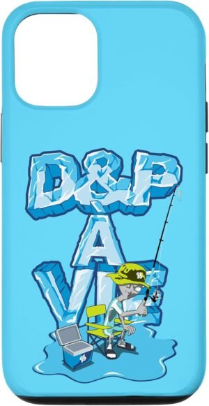 JuL D&P for Life — dvojvrstvový kryt na iPhone 12 / 12 Pro s potlačou D&P à vie a rybárom svetlomodrý