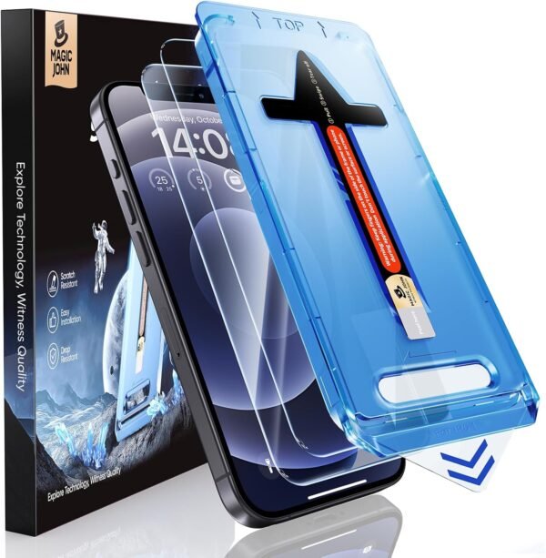MAGIC JOHN — tvrdené sklo na iPhone 12 a 12 Pro s automatickým odstránením prachu, 2 kusy