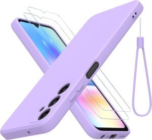 THIYUFUNS — silikónový kryt na Samsung Galaxy A05s 4G s 2 tvrdenými sklami fialový