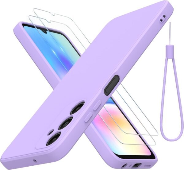 THIYUFUNS — silikónový kryt na Samsung Galaxy A05s 4G s 2 tvrdenými sklami fialový