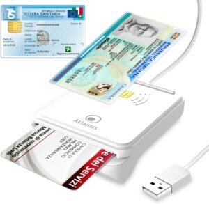 Atlantis P005-CIEK421C — čítačka talianskeho preukazu CIE 3.0 a čipových kariet s NFC, biela