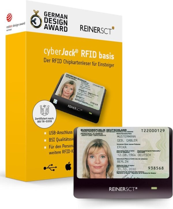 REINER SCT cyberJack RFID basis — bezkontaktná čítačka nemeckého preukazu nPA a eID, čierna