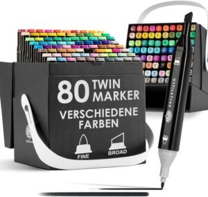 OfficeTree 550 — 80 obojstranných alkoholových fixiek s hrotmi 1 mm a 2–6 mm v boxe