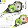 Lanjue korekčný roller 12 ks — korekčná páska 5 mm x 12 m s ochranným viečkom, 3 farby
