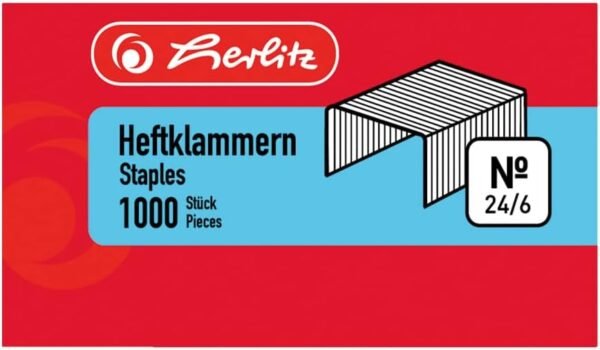 Herlitz spinky 24/6 — balenie 2 x 1000 kusov pozinkovaných spiniek do zošívačky