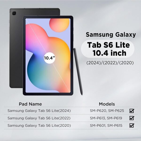 CACOE — otočné puzdro na Samsung Galaxy Tab S6 Lite 10,4 s držiakom pera a priehľadným chrbtom čierne