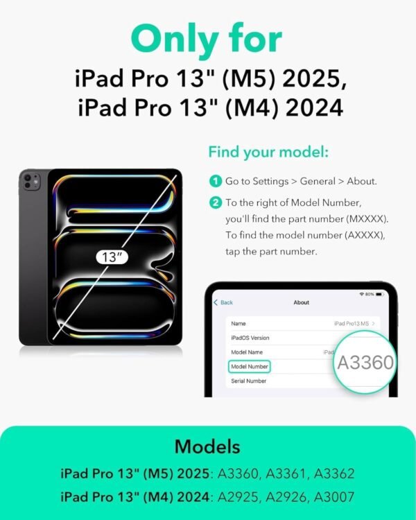 ESR Rebound — trojdielne puzdro na iPad Pro 13 M4/M5 s magnetickým uchytením čierne