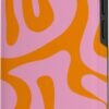 Kryt na iPhone 13 s potlačou ružovo-oranžových tekutých vírov v retro štýle