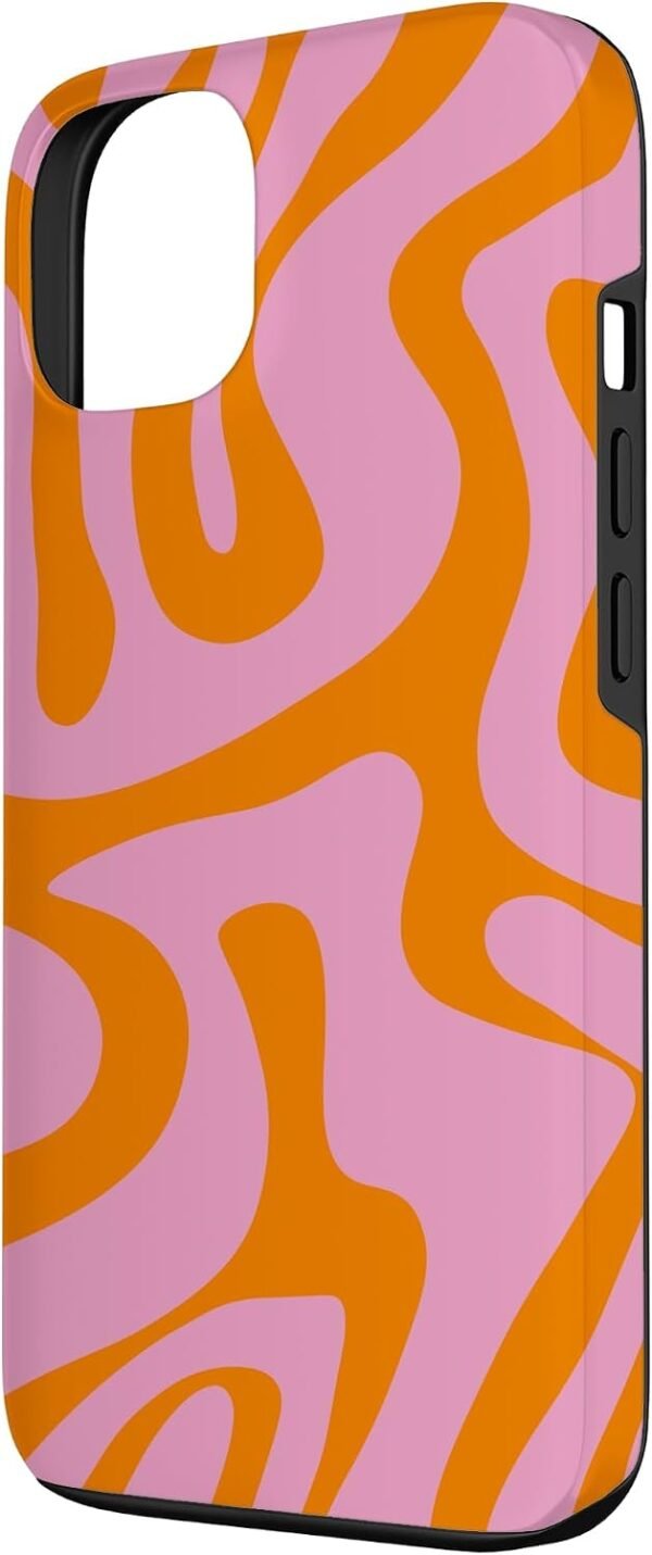 Kryt na iPhone 13 s potlačou ružovo-oranžových tekutých vírov v retro štýle
