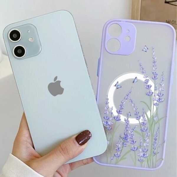 Ownest — magnetický kryt na iPhone 12 s motívom levandule a kvetov ružový