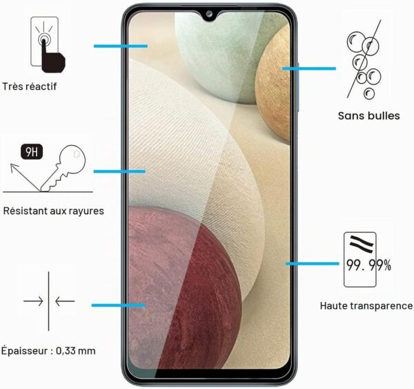 NEW'C — tvrdené ochranné sklo na Samsung Galaxy A12 s tvrdosťou 9H a hrúbkou 0,33 mm 2 ks