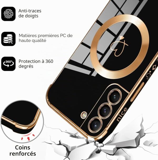 Pnakqil — magnetické silikónové kryty na Samsung Galaxy S21 5G so srdcami, 2 kusy čierny a biely