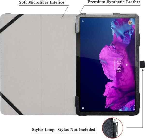 LIFANG — tenké koženkové puzdro na Lenovo Tab P11, P11 Plus a Moto Tab G70 so stojanom čierne