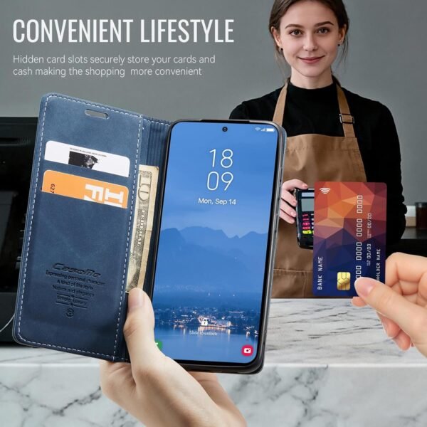 KZB — knižkové puzdro z umelej kože na Samsung Galaxy S24 s priehradkami na karty modré