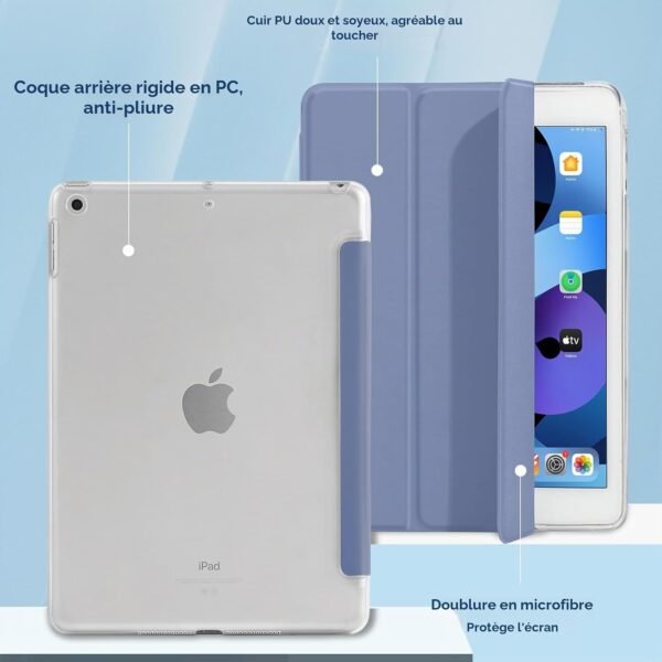4UBonLife — puzdro na iPad 9,7 (5. a 6. generácia) s matným priesvitným chrbtom levanduľovo sivé