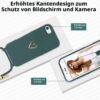 MoEvn — silikónový kryt so šnúrkou na krk na iPhone SE 2022/2020, 8 a 7 so vzorom sŕdc zelený