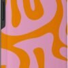 Kryt na iPhone 13 s potlačou ružovo-oranžových tekutých vírov v retro štýle