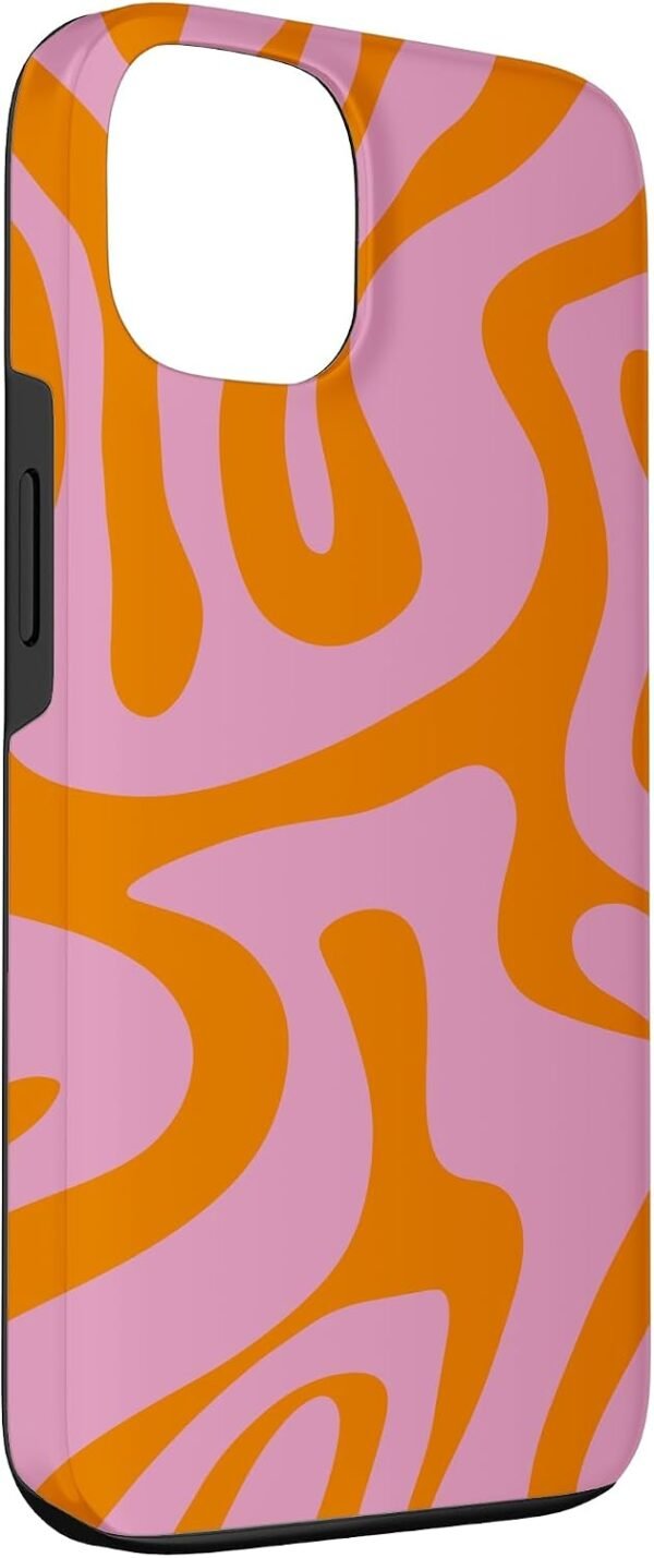 Kryt na iPhone 13 s potlačou ružovo-oranžových tekutých vírov v retro štýle