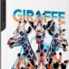 Puzdro na iPhone 14 s potlačou žiráf a nápisom Giraffe v retro štýle 90. rokov biele