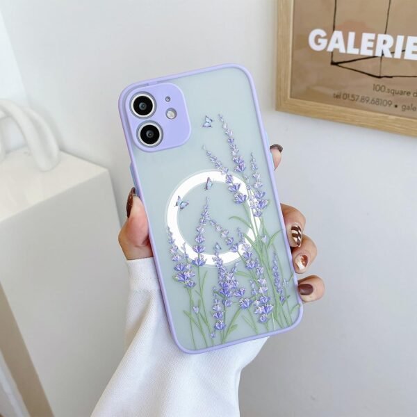 Ownest — magnetický kryt na iPhone 12 s motívom levandule a kvetov ružový