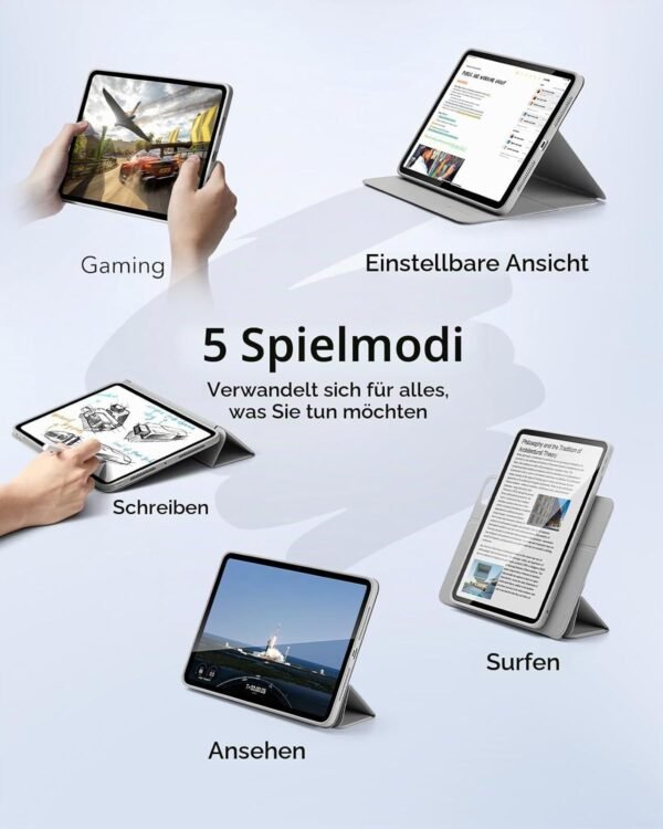 ESR Rebound 360 — puzdro na iPad Pro 13 M4/M5 s odnímateľným magnetickým krytom sivé