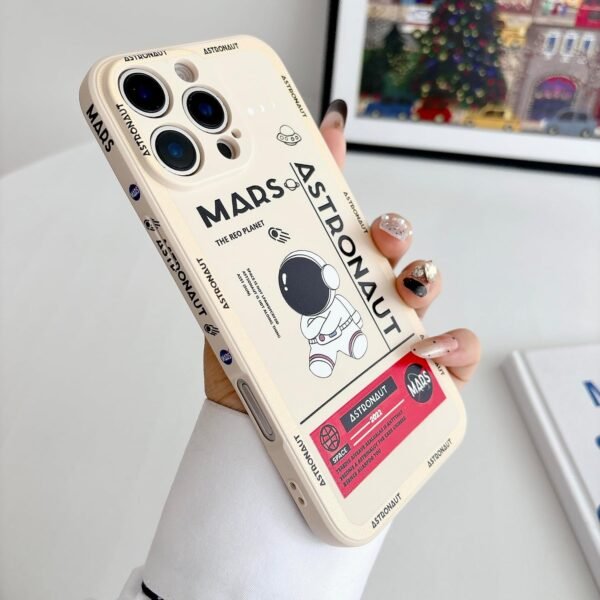 Yonds Queen — mäkký kryt na iPhone 11 Pro s kresleným motívom astronauta a nápisom Mars biely