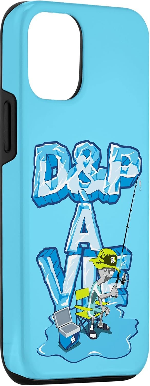 JuL D&P for Life — dvojvrstvový kryt na iPhone 12 / 12 Pro s potlačou D&P à vie a rybárom svetlomodrý