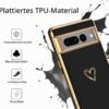 GUAGUA — tenký TPU kryt na Google Pixel 7 Pro so vzorom sŕdc a pokovovaným okrajom čierny