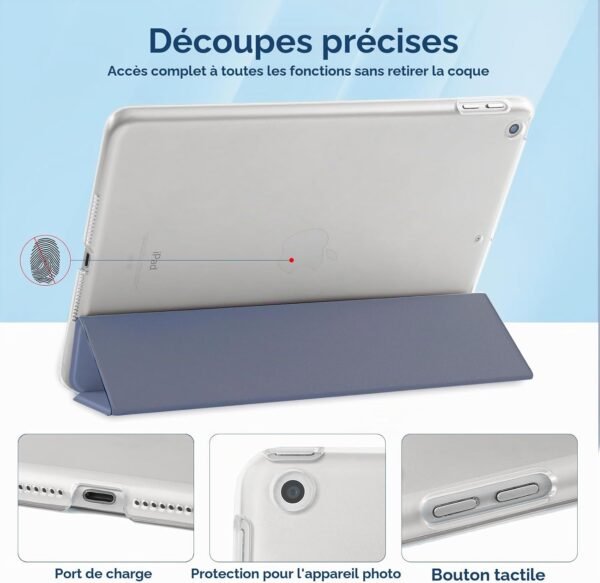 4UBonLife — puzdro na iPad 9,7 (5. a 6. generácia) s matným priesvitným chrbtom levanduľovo sivé