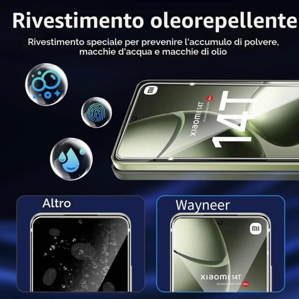 Wayneer — tvrdené sklo na Xiaomi 14T, 3 ks + 3 ochranné sklá na fotoaparát, tvrdosť 9H