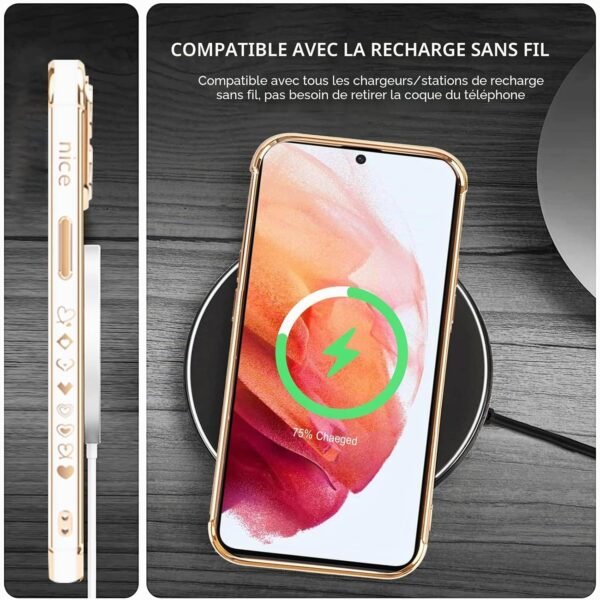 Pnakqil — magnetické silikónové kryty na Samsung Galaxy S21 5G so srdcami, 2 kusy čierny a biely
