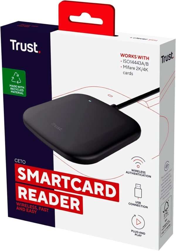 Trust Ceto 24736 — bezkontaktná NFC čítačka čipových kariet ISO 14443 a Mifare, USB, čierna