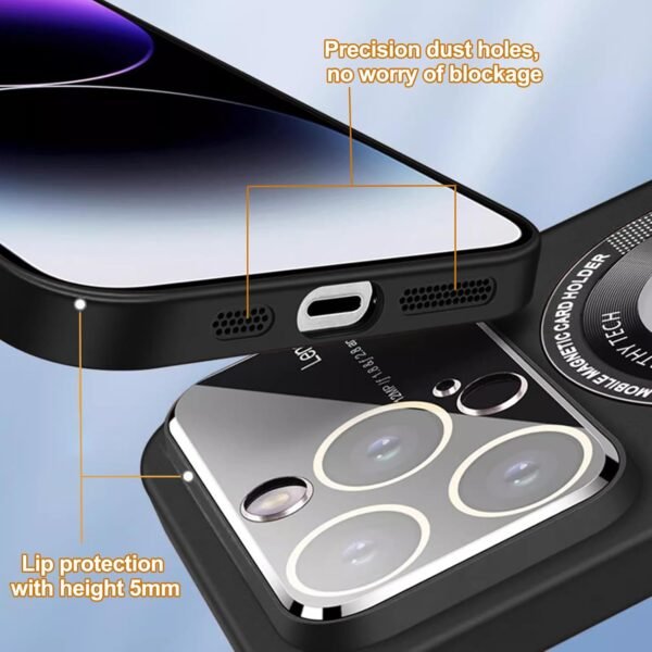 lisade — magnetický matný obal na iPhone 15 Pro Max s ochranou fotoaparátu, MagSafe, oranžový