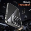 JETech — kryt na iPhone 15 Pro Max so stojanom v krúžku fotoaparátu a čírym chrbtom Black Titanium