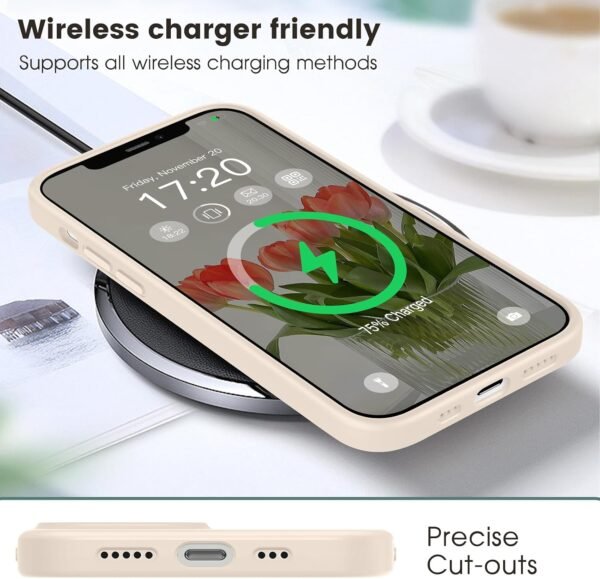 PuyaTeya — silikónový kryt na iPhone 12 a iPhone 12 Pro s mikrovláknom vo vnútri béžový