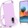 Vauki — silikónový kryt na Xiaomi Redmi Note 10 Pro 4G s nastaviteľnou šnúrkou na krk fialový