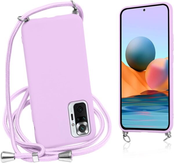 Vauki — silikónový kryt na Xiaomi Redmi Note 10 Pro 4G s nastaviteľnou šnúrkou na krk fialový