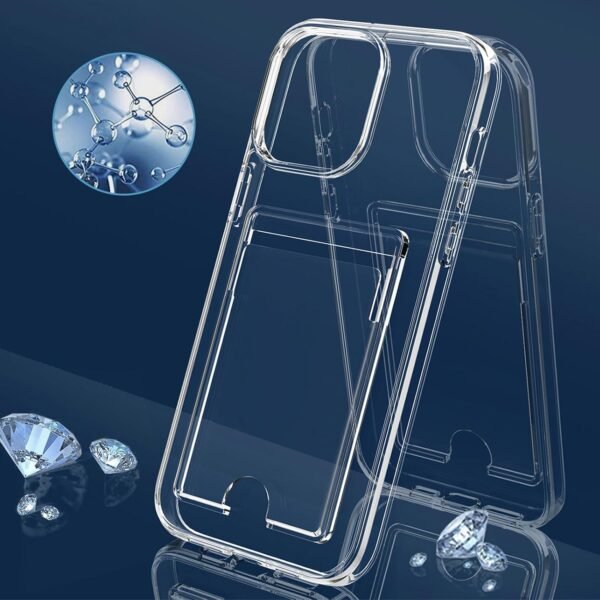 ÁRBOLORO — priehľadný silikónový kryt na iPhone 14 Pro s priečinkom na 2 karty