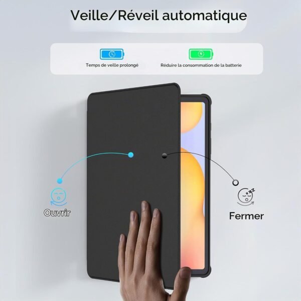 CACOE — otočné puzdro na Samsung Galaxy Tab S6 Lite 10,4 s držiakom pera a priehľadným chrbtom čierne