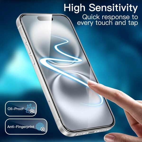 JETech — tvrdené sklo na iPhone 16 (6,1") s ochranou fotoaparátu a rámikom, 2 + 2 kusy