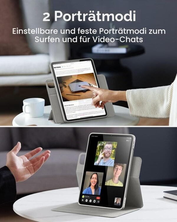 ESR Rebound 360 — puzdro na iPad Pro 13 M4/M5 s odnímateľným magnetickým krytom sivé