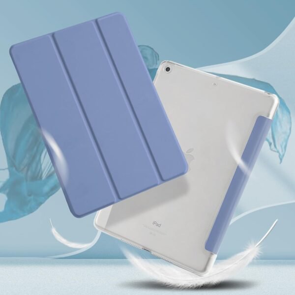 4UBonLife — puzdro na iPad 9,7 (5. a 6. generácia) s matným priesvitným chrbtom levanduľovo sivé
