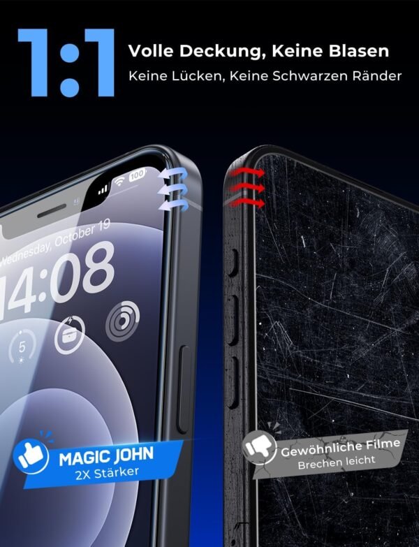 MAGIC JOHN — tvrdené sklo na iPhone 12 a 12 Pro s automatickým odstránením prachu, 2 kusy